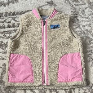 Patagonia Kids' Pink and Cream Fleece Vest size 3T